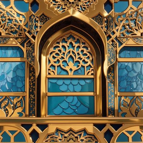 Premium Photo Golden Arabic Ornamental Window Traditional Islamic