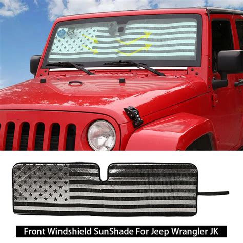 Front Windshield Sunshade Protector Sun Shade Visor Us Flay For Jeep