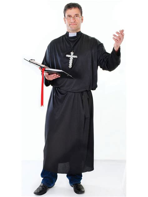 Mens Vicar Priest Clergyman Monk Church Fancy Dress Robe Belt Costume