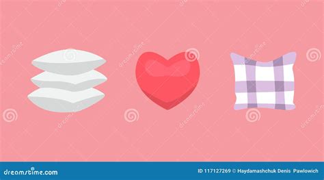 Set Cool Pillows Vector Illusration In Cartoon Style Stock Vector