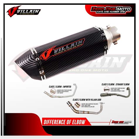 Villain Carbon Full System Muffler With Elbow Aerox Nmax Beat Click