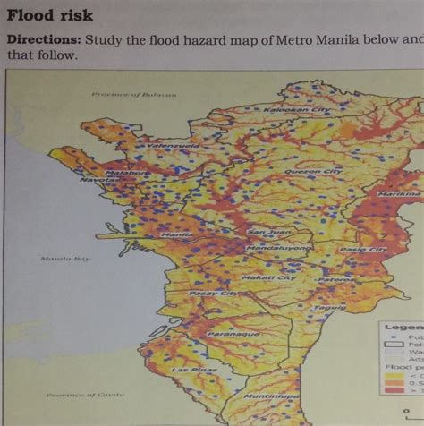 Flood risk Directions: Study the flood hazard map of Metro Manila below ...