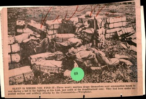 Lg45 1967 Wire Photo Sleep Is Where You Find It Marines In Gio Linh Vietnam War Ebay