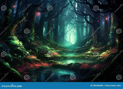 Anime Animals: Magical Forest with Mystical Creatures Stock ...