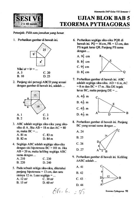 Mathematicc Latihan Soal Pythagoras Kelas 8