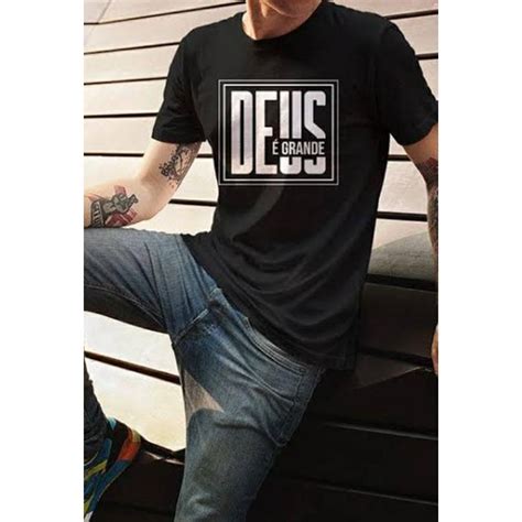 Camiseta Religiosa Masculina Camisa Fé Gratidão Jesus Abençoado