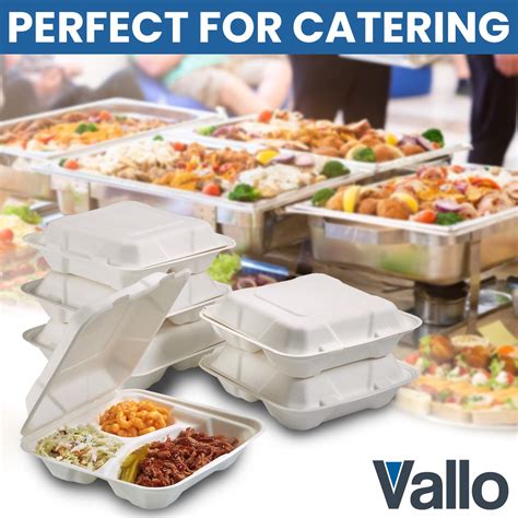 Vallo 100 Compostable Clamshell To Go Boxes For Food 8X8 3