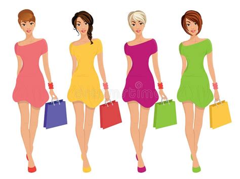 Figuras Sexy Novas Modernas Das Meninas De Compra Com Ilustração