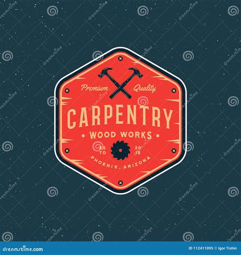 Vintage Carpentry Logo Retro Styled Wood Works Emblem Vector