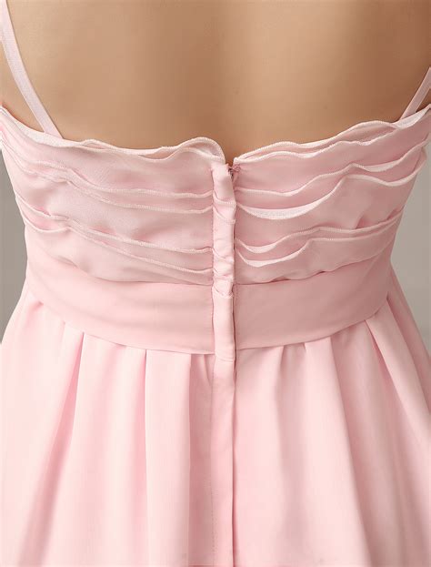 Robe Demoiselle Dhonneur En Chiffon Rose Avec Plissement