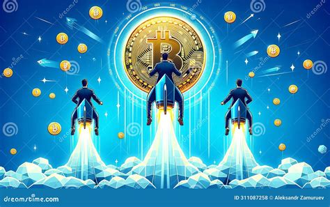 Businessmen Take Off With Rocket To Bitcoin Bitcoin Is Fast Growing