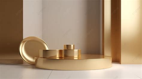 Sleek D Golden Podium For Product Displays Background Product