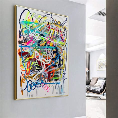 Colorful Modern Abstract Print on Canvas with Kiss Emoji | Artwork ...