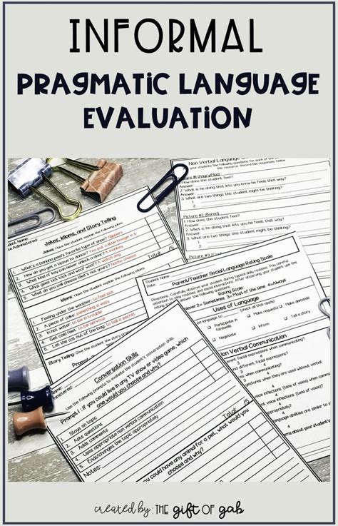 Informal Pragmatic Assessment | Pragmatic Language Checklist ... 