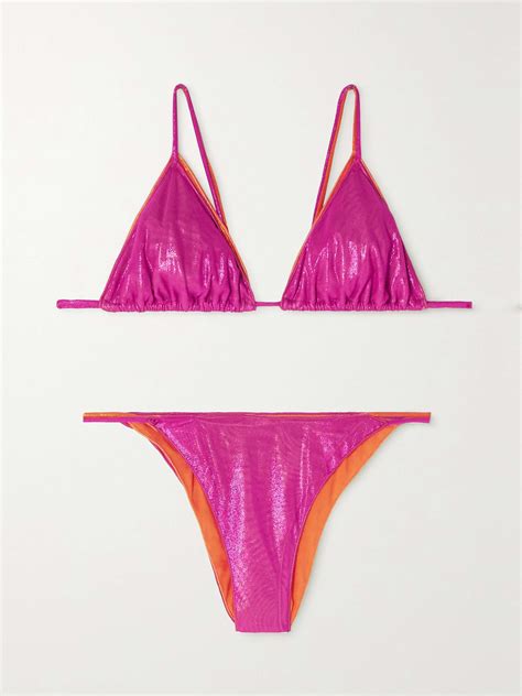 OSÉREE Layered two tone stretch lamé bikini NET A PORTER