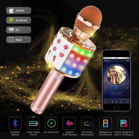 Microphone Karaoke Sans Fil Bluetooth Karaok Microphone En