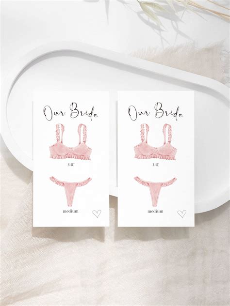 Lucia Lingerie Size Card Template Bride Size Card Customizable Template Lingerie Bridal Shower