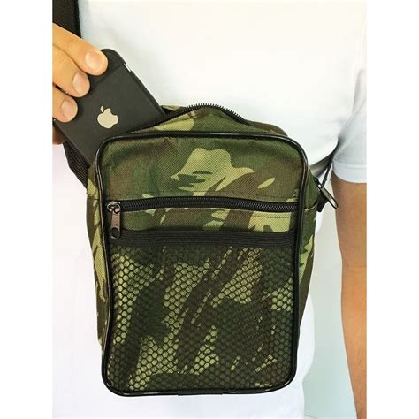 Bolsa Para Ombro Transversal Camuflada Militar Masculina Pochete