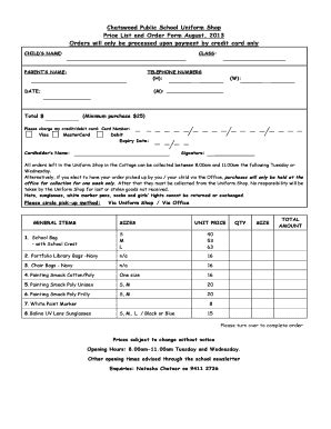 Chatswood Public School Uniform - Fill Online, Printable, Fillable, Blank | pdfFiller