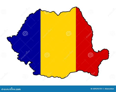 Mapa De Silueta De Rumania Con Entrada De Bandera Ilustración del