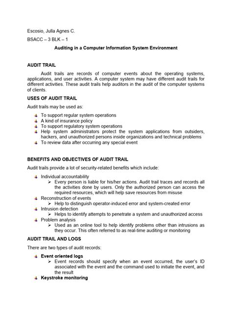 audit trail  audit information