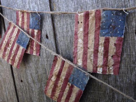 Primitive American Flag Bunting Genealogy T Patriotic