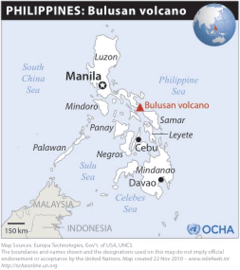 PHILIPPINES: Bulusan volcano (as of 22 Nov 2010) - Location Map | OCHA