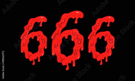 Cartoon illustration of the bloody numbers 666 on black background ...