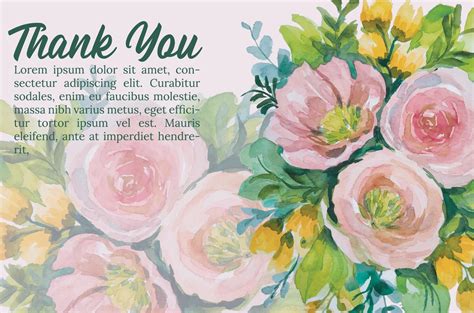 Thank You Card Watercolor Flower Template 14463142 Vector Art At Vecteezy