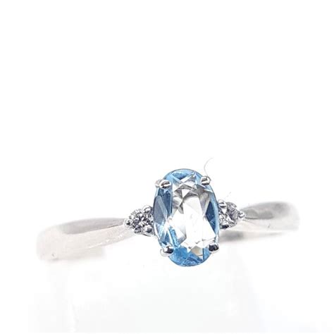 Kt White Gold Ring Ct Aquamarine Diamonds Catawiki