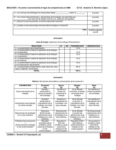 Cuadernillo De Aprendizaje Biologia I Bloque I PDF