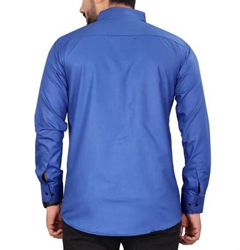 Plain Men Dark Blue Cotton Shirt Casual Full Sleeves At Rs 495 In