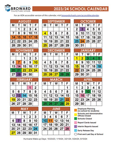 Broward County Public Schools Calendar Year 2023-24 | Pierre J Denis ...