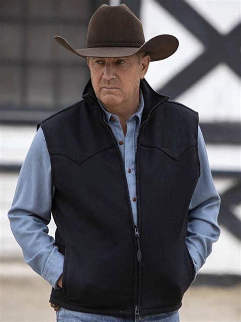 Costner Kevin Yellowstone Series John Dutton Black Vest Kevin Costner