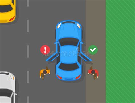 Correct and Incorrect Passenger Drop Off. Characters Exits Car from the ...