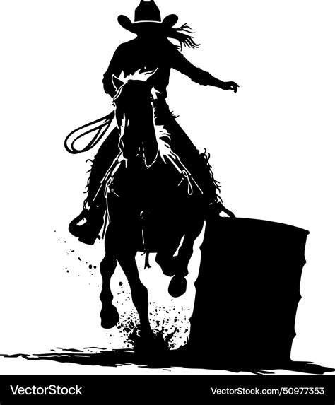 Silhouette or cowgirl barrel racing Royalty Free Vector