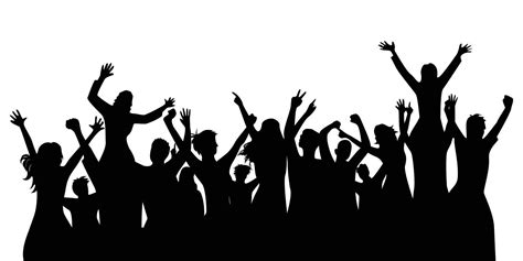 happy crowd people silhouette design. fun music party background ...