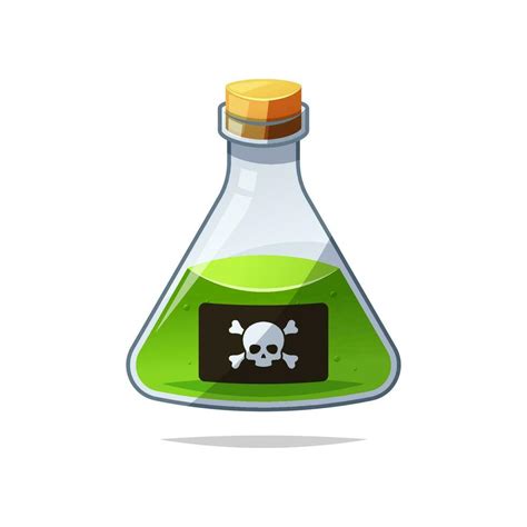 Bottle Of Poison Vector Isolated Glass Beaker With A Poisonous Liquid