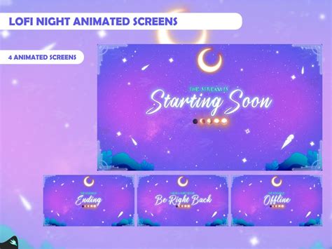 Stream Package Lofi Night Twitch Overlay Animated Alerts Etsy