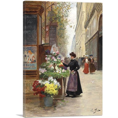 Artcanvas Florist On A Paris Boulevard Canvas Art Print By Victor