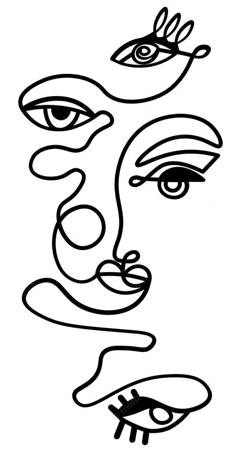 Premium Vector Abstract Face One Line Drawing Abstract One Line Faces