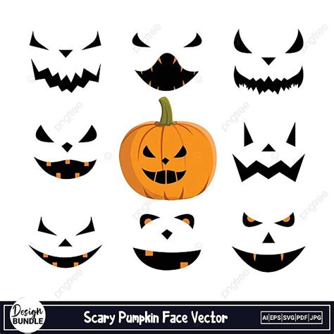 Halloween Pumpkin Face Collection With Evil Smile On White Background ...