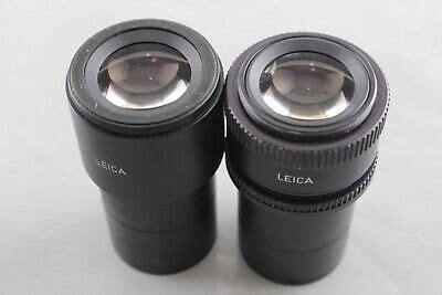 Pair Leica L Plan 10x 20 Microscope Eyepieces Linear Measurement