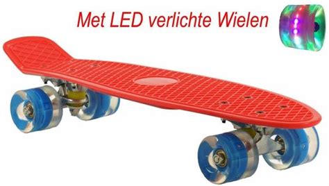 Skateboard Rood Blauw Met Led Wielen Inch Bol