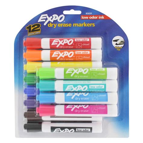 Expo Assorted Low Odor Chisel Dry Erase Whiteboard Markers Pack Of 12