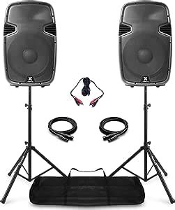 VONYX 2x Active Powered DJ Speakers 1600W 15 Inch PA Disco Sound System