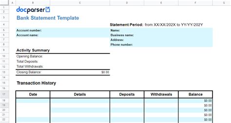 Use This Simple Bank Statement Excel Template - Docparser