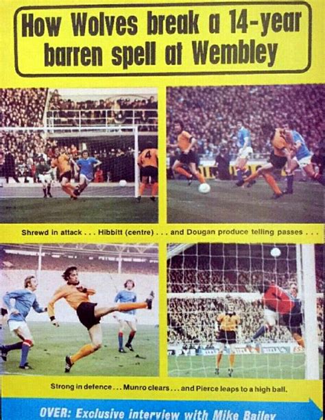 Wolves 2 Man City 1 In March 1974 At Wembley Action From The League