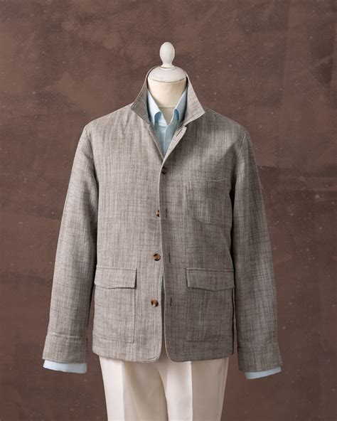 Cream Herringbone Safari Jacket Pallecarte