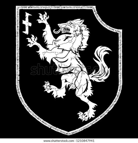 Design Patch Heraldic Shield Werewolf Rune 스톡 벡터로열티 프리 1210847941